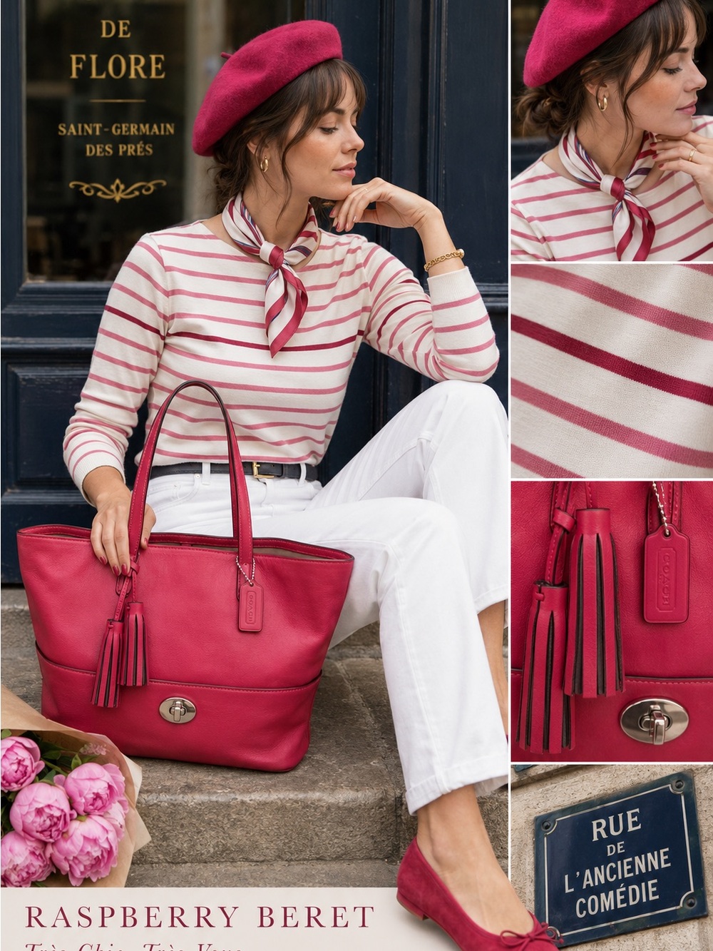 Coach Legacy Turn Lock Pocket Raspberry Tote F1393 In Buttery Luxurious Leather - Picture 3 of 15